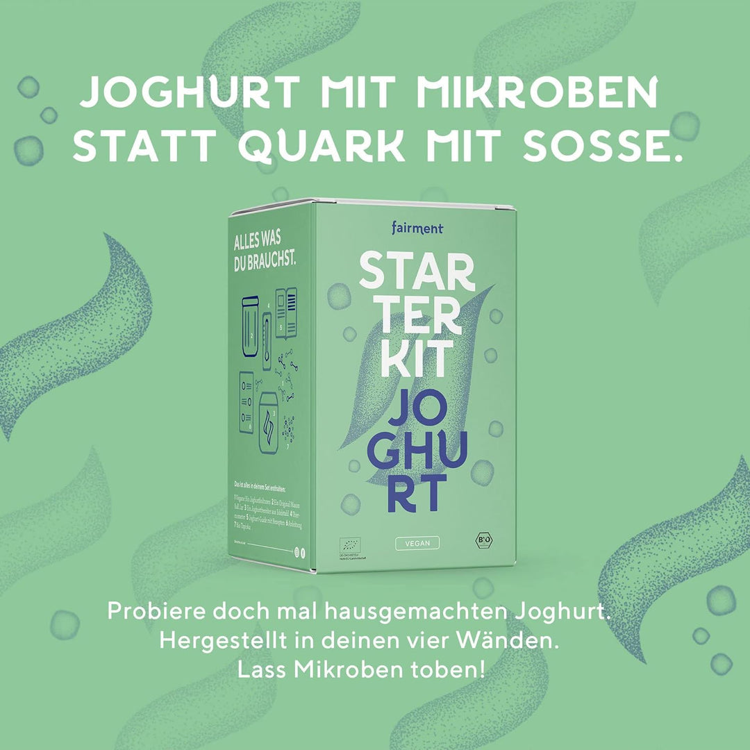 Fairment Starterkit veganer Joghurt – mit Joghurtbereiter und Zubehör - veganen Joghurt selber mache
