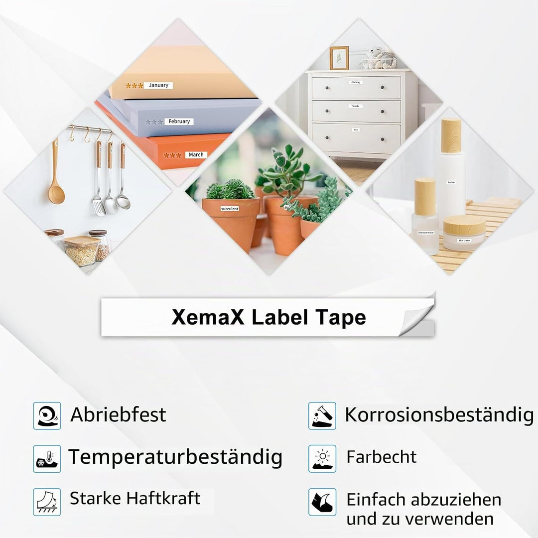 6x XemaX Etikettenband Ersatz für Brother M-K Bänder M-K131 M-K231 M-K831 M-K931 12mm x 8m Silber Go