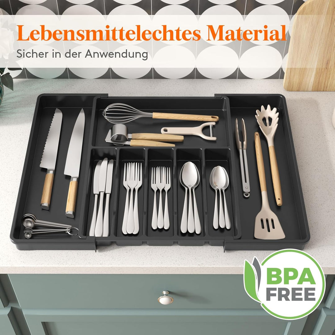 Lifewit Besteckkasten für Schubladen 40 50, verstellbarer Kunststoff Organizer Küche Tiefe 47 cm, Be