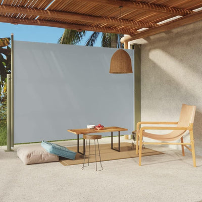 puraday 220x300 cm Seitenmarkise Ausziehbar Grau Terrassen-Sichtschutz Balkon Seitenwand Stilvolle S