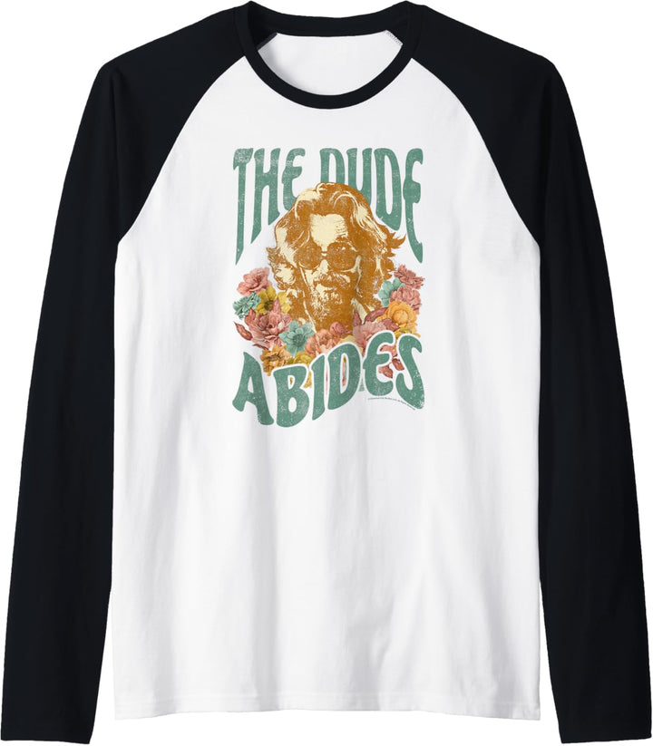 The Big Lebowski Dude Abides Floral Portrait Raglan