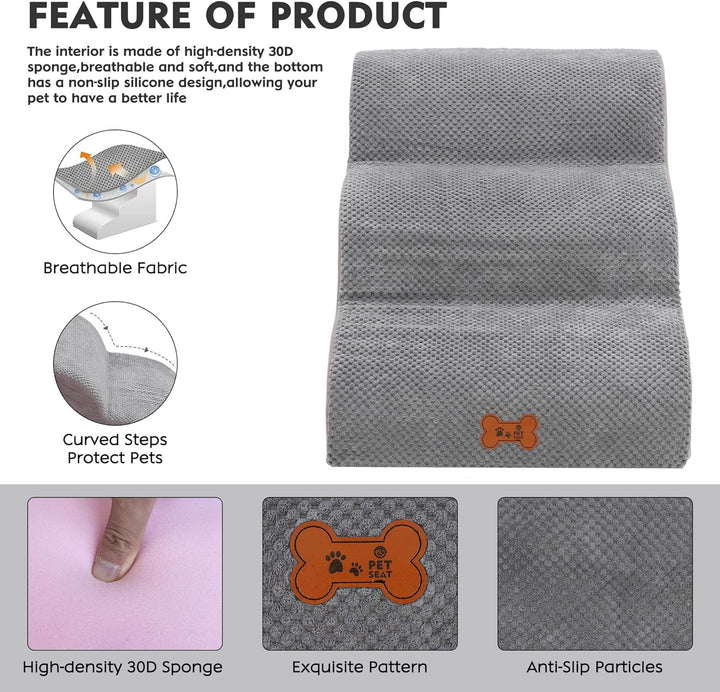 Hundetreppe für Kleine Hunde 3 Stufen, 40cm Hoch Abnehmbare Waschbar Hundetreppe, sanft abfallende H