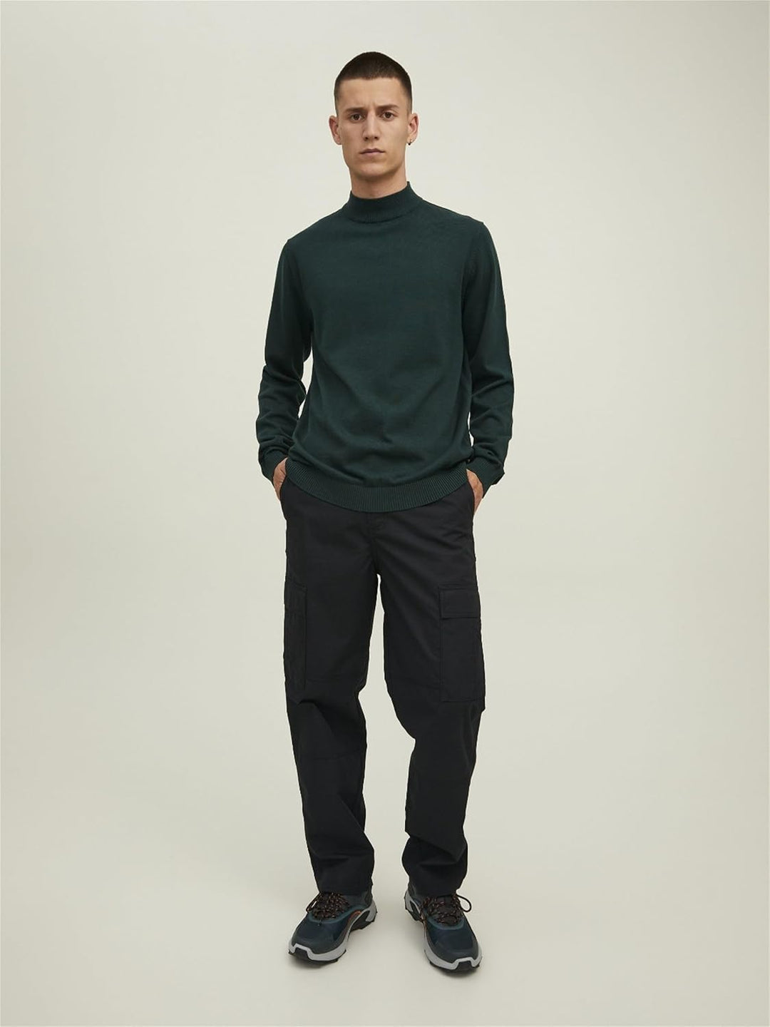 JACK & JONES Herren Jjebasic Knit Mock Neck Noos Pullover, Pine Grove