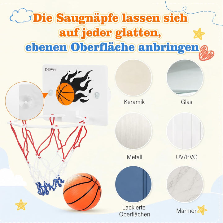 DEWEL Mini Basketballkorb Set, Basketball Korb Indoor für Kinder, Basketball Korb im Zimmer Wandmont