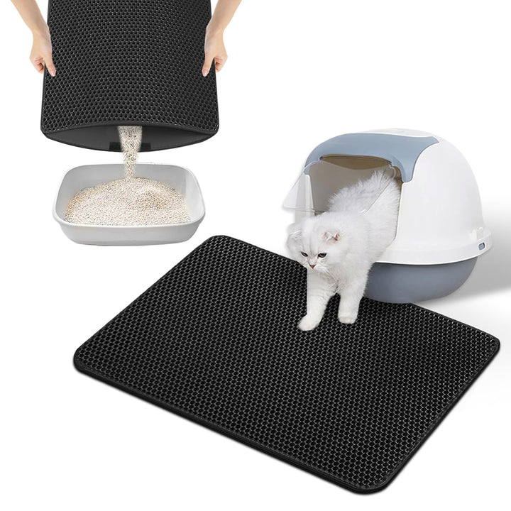 Phantasy Katzenklo Matte 55 * 75 CM, Schwarz Katzenstreu Unterleger Waben Design Vorleger wasserdich