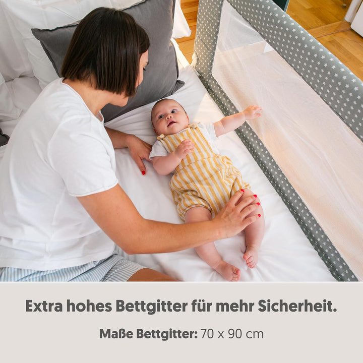Interbaby BR006 Bettgitter 1.50 für Babys und Kinder - Sternmodel, grau, 3 kg, Sternmodel 150 cm