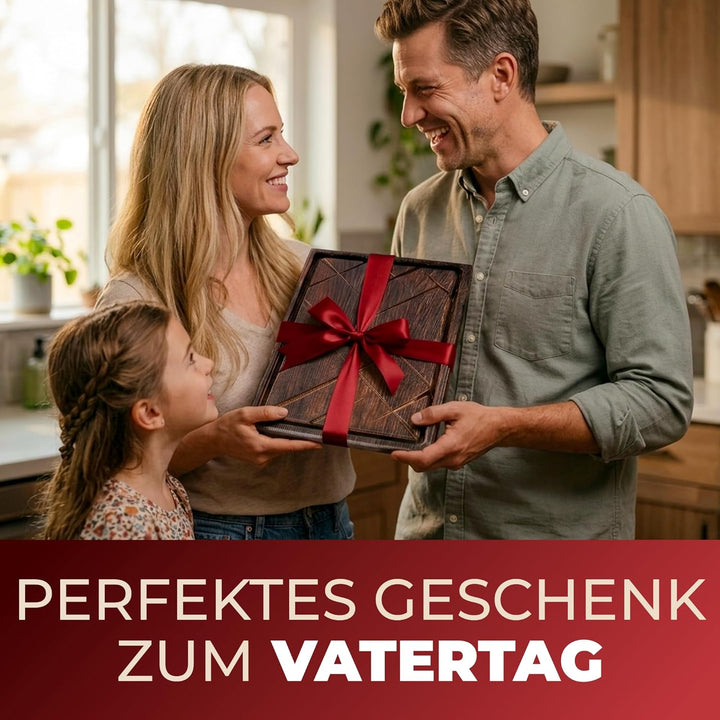 TESLYAR Steak Brett Servierbrett Holz Eichenholz 30x20cm (Medium) - Steak Servierplatte/Steakbrett S