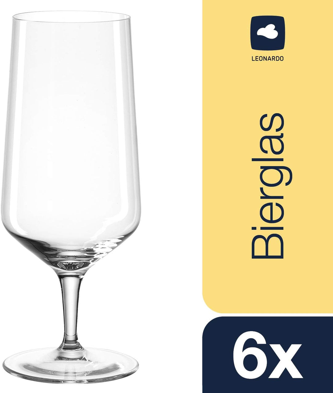 LEONARDO HOME Puccini Bierglas, Glas, 6.1 cm, 6 Biergläser 410 ml, Biergläser 410 ml