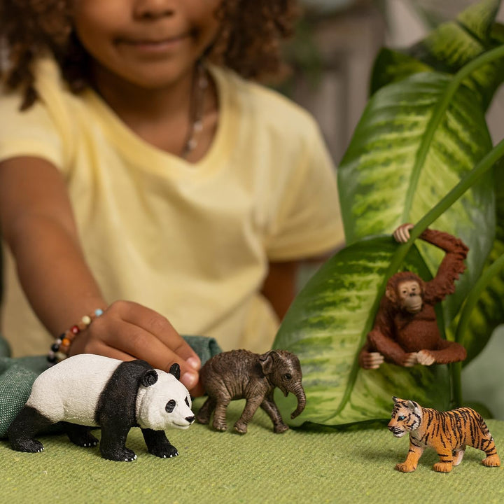 schleich WILD Life | Dschungel Starterset Asien 42736 mit Elefant, Panda, Tiger und AFFE mit bewegli