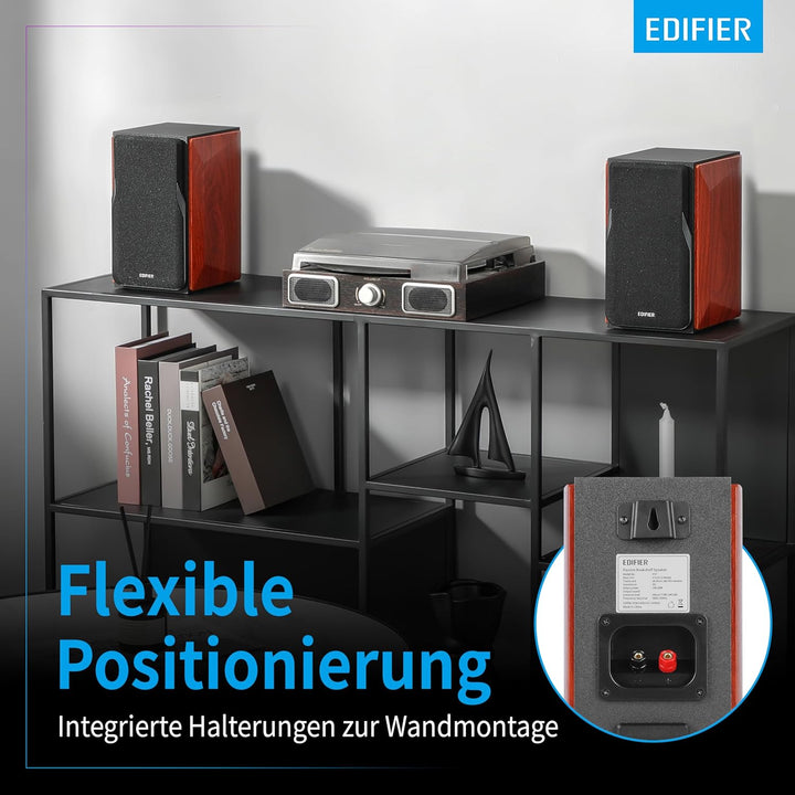 Edifier P17 Passive Regallautsprecher Paar 2-Wege-Lautsprecher mit eingebauter Wandhalterung, Perfek