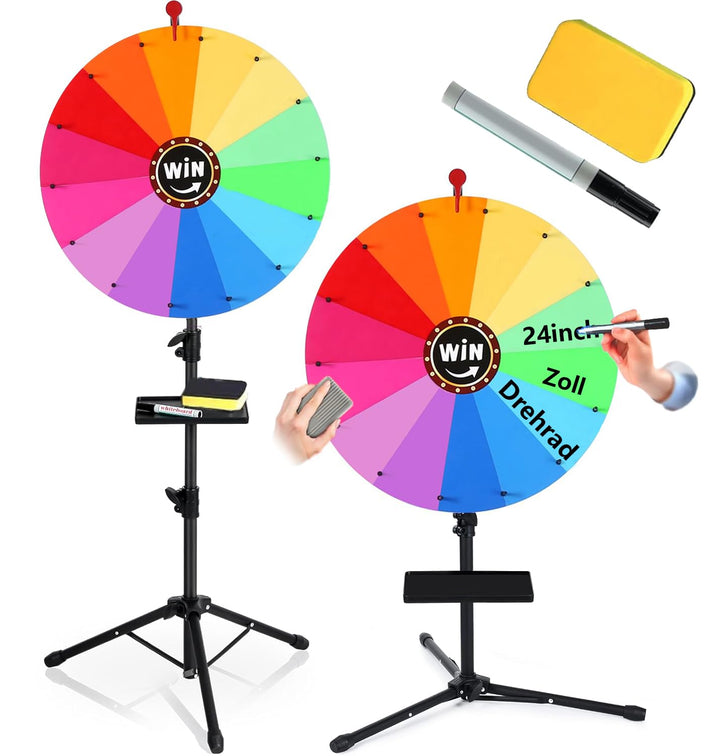 61 cm drehendes Preisrad, 14 Farben, drehbares Kritzelspiel mit löschbarem, verstellbar von 94 cm -