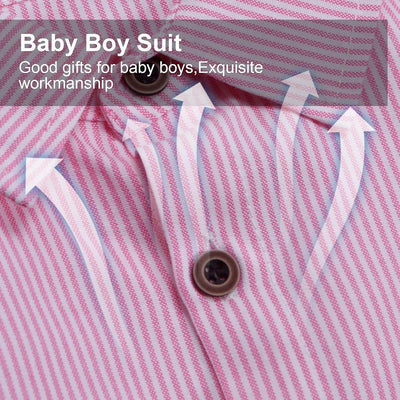 Baby Boy Gentleman Outfits Anzüge Streifenhemd Hosenträger Hosen Fliege Anzug Set für Party oder All