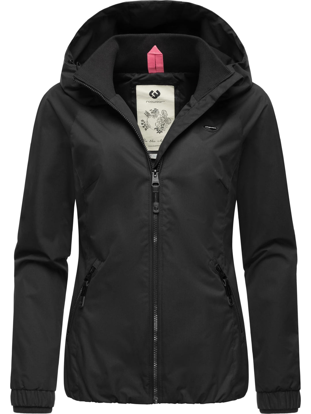 Ragwear Damen wasserdichte Übergangsjacke leichte Jacke kurz mit Kapuze Dizzie Intl XS-6XL M Black02