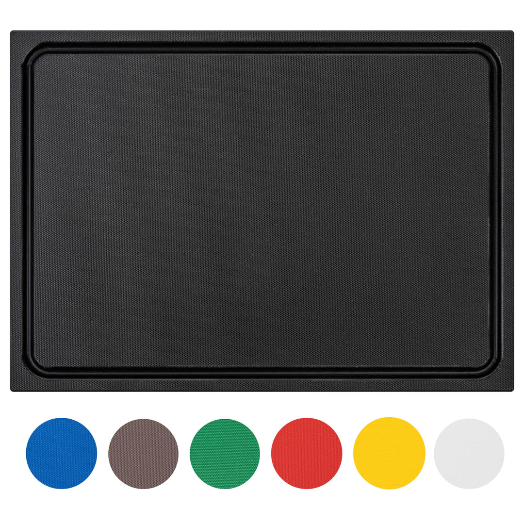 stabiles Schneidebrett Kunststoff | Schwarz, 60x40x2 cm | Spülmaschinenfest, EXTRA dick, messerschon