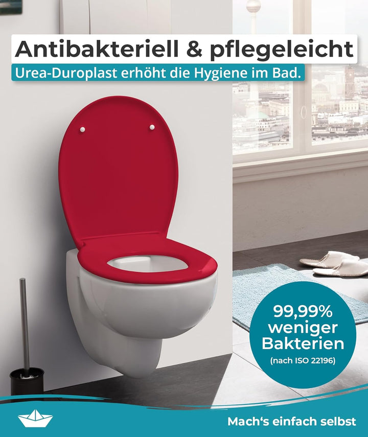 Calmwaters® Premium WC Sitz einfache Montage, Toilettendeckel bis 250 kg, Made in EU, antibakteriell