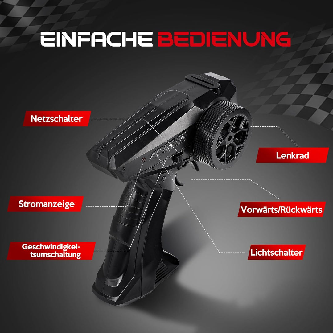 HappyGoLucky Mini RC Drift Auto, 2.4GHz Ferngesteuertes Auto, Massstab 1:24, 10-15KM/H, LED-Lichter,