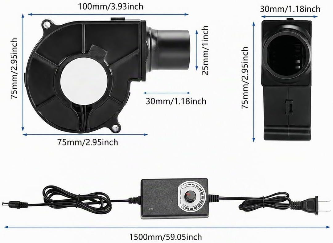 Regelbar Radiallüfter 12V mit Luftauslass: Turbinengebläse 220V Gebläse Lüfter mit Drehzahlregler fü