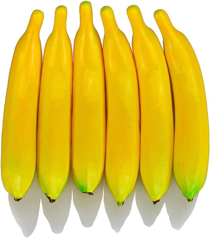 Ulalaza 6Pcs Fake Banana Artificial Fruits Modell Lebensechte Simulation Gelbe Bananen für Dekoratio