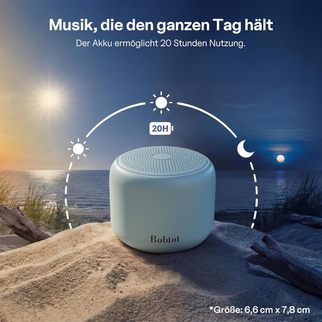Bobtot Tragbarer Bluetooth-Lautsprecher, kabelloser wasserdichter Lautsprecher mit lautem Stereo-Sou