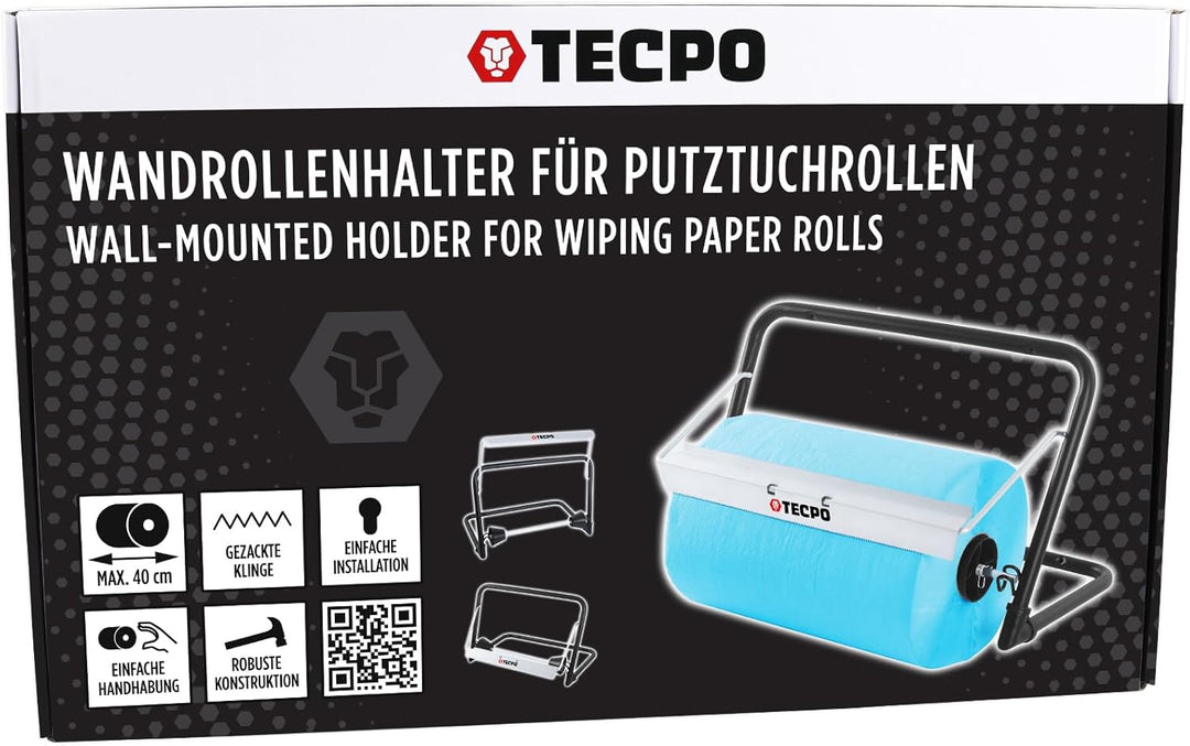 TECPO Putztuchrollen Abroller Wandhalter bis 40cm Putzpapier