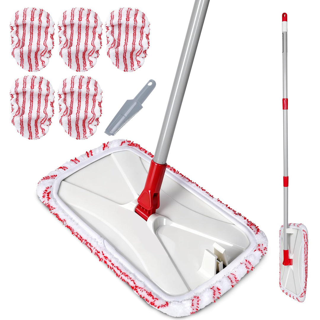 Grosser Mikrofasermopp 41*22cm, Flacher Wischmopp 5 Pads für Boden | 360° drehbarer Bodenwischer Set