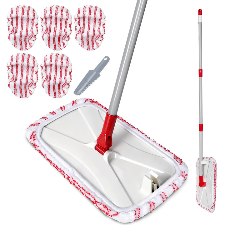 Grosser Mikrofasermopp 41*22cm, Flacher Wischmopp 5 Pads für Boden | 360° drehbarer Bodenwischer Set
