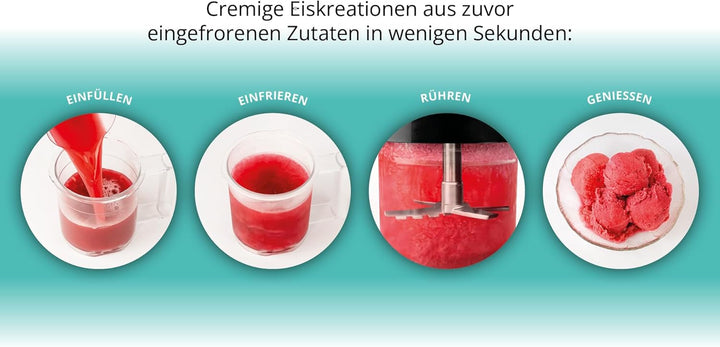 Unold Eismaschine Cream Dream 48805, 3x 500 ml Behälter, 8 Programme, Touchscreen, für Eiscreme, Gel