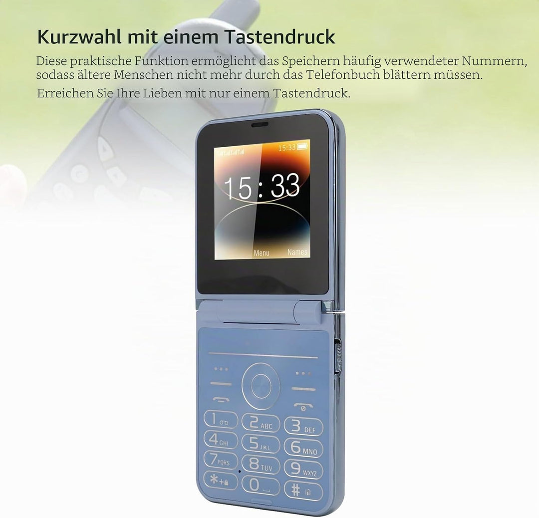 Bewinner 2G Entsperrtes Klapphandy für Senioren, Mobiltelefon mit Grossen Tasten und 4 SIM-Karten Im
