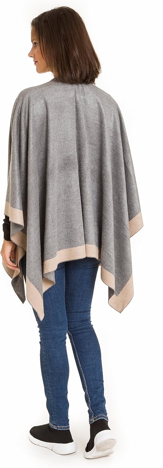 MELIFLUOS DESIGNED IN SPAIN Damen Schal Wrap Poncho Ruana Cape Cardigan Pullover Open Front für Früh