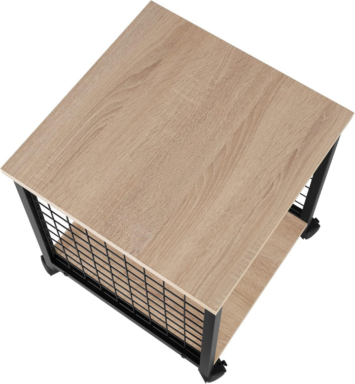 tectake Beistelltisch mit 2 Ablagen und Rollen, Nachttisch im Industrie-Design, 40 x 40 x 48 cm, für