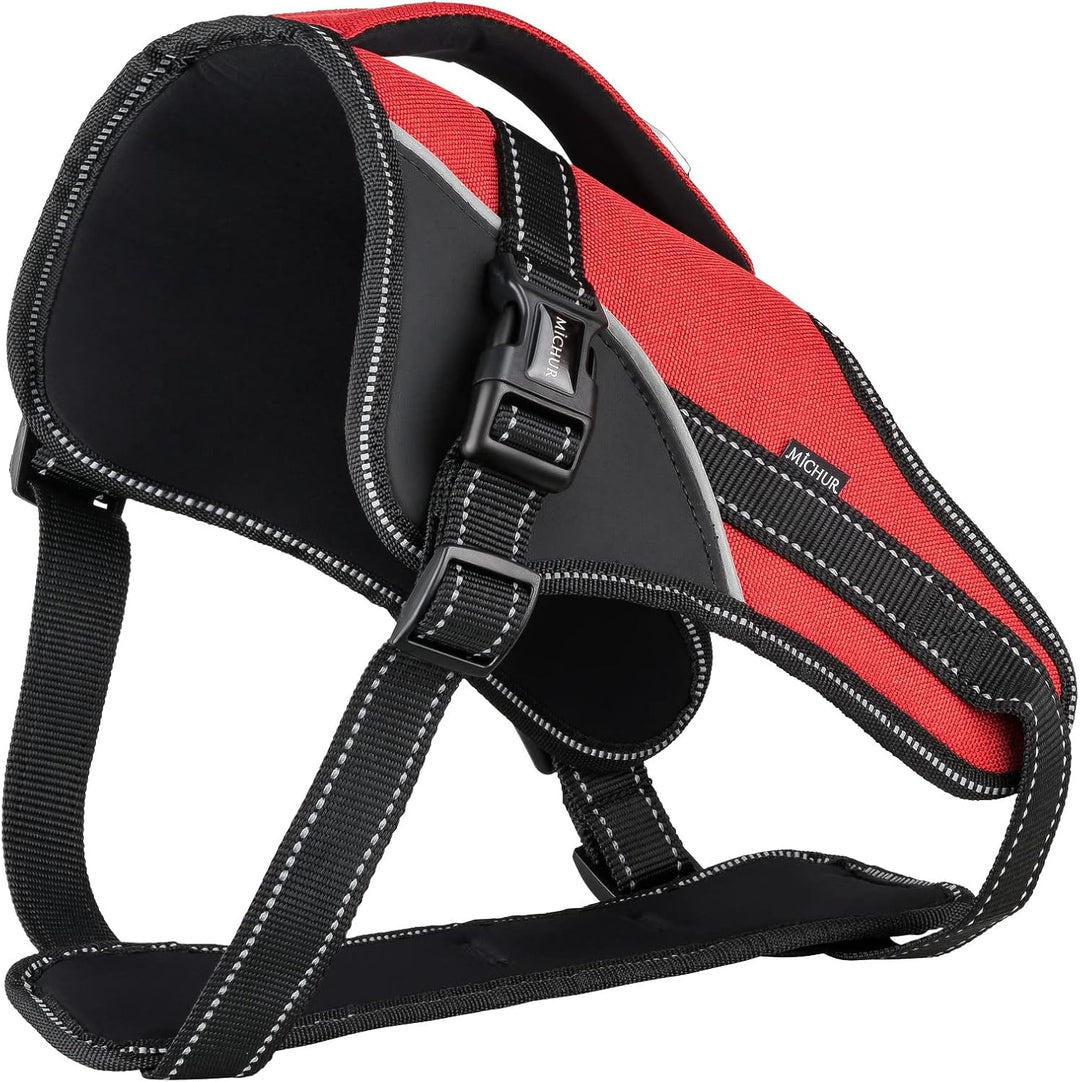 MICHUR Joel Hunde BRUSTGESCHIRR rot, Nylon Hundegeschirr, Hundegeschirr, mit Reflektoren, Neopren, W