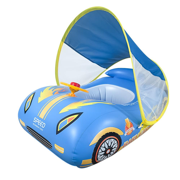 Schwimmring Baby mit Abnehmbarem Sonnendach, Säuglingsschwimmsitz Kinderbecken, Aufblasbare Schwimmt