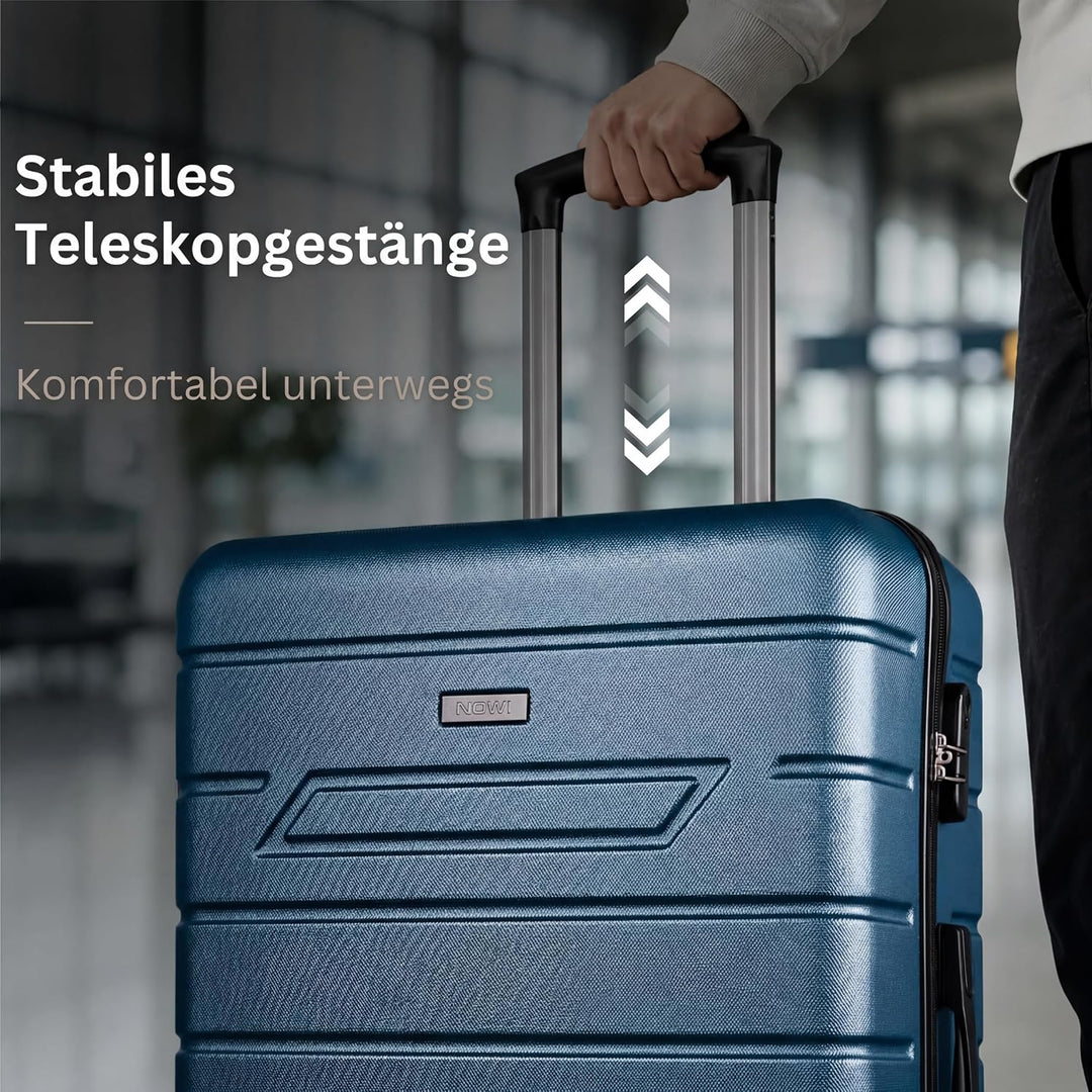 NOWI Bergamo Reisekoffer - Wasserabweisend, 8 Rollen 360° Drehbar, Teleskopgestänge, Voll gefütterte