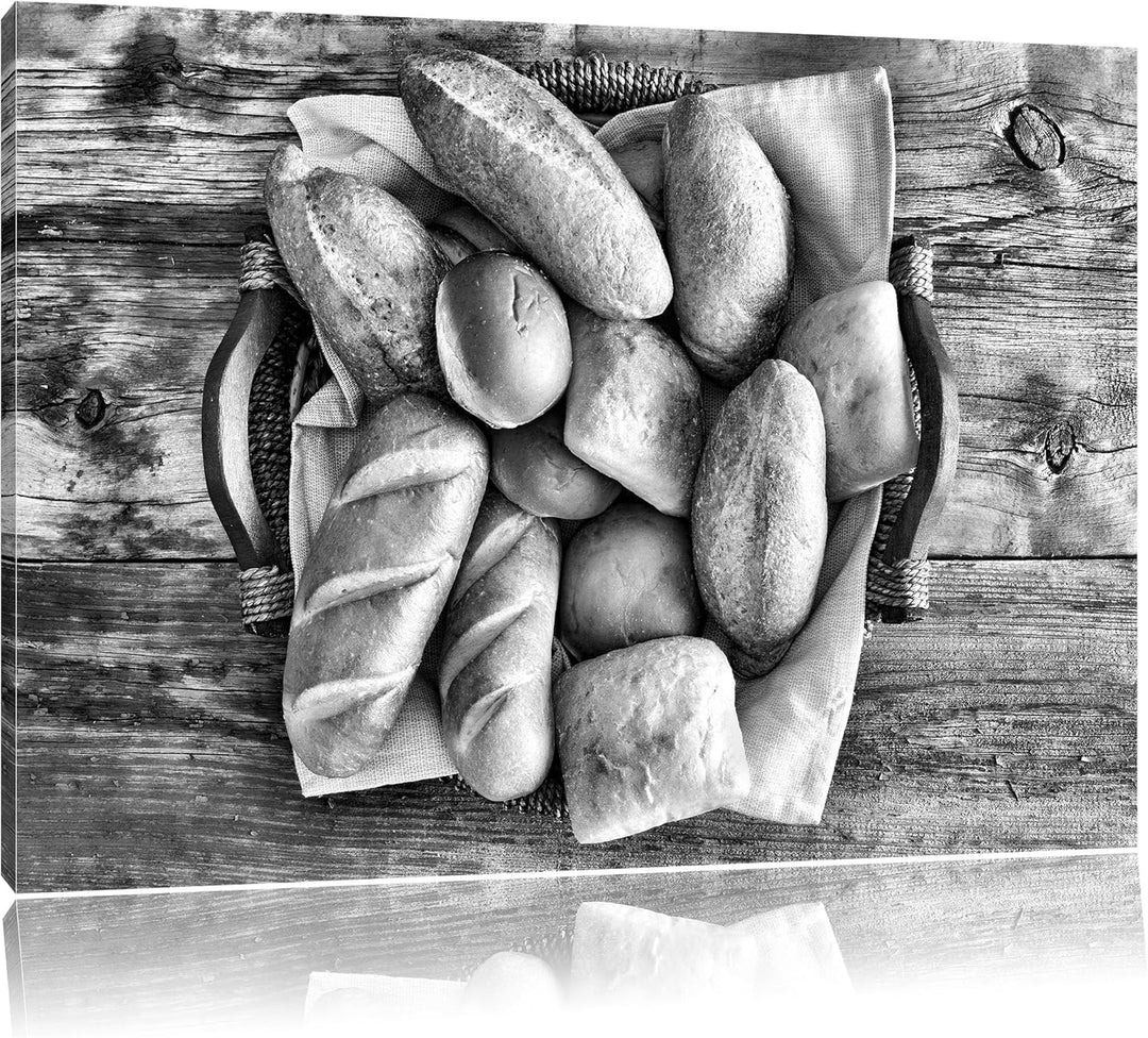 Pixxprint Brot Frühstück Weizen / 100x70cm Leinwandbild bespannt auf Holzrahmen/Wandbild Kunstdruck