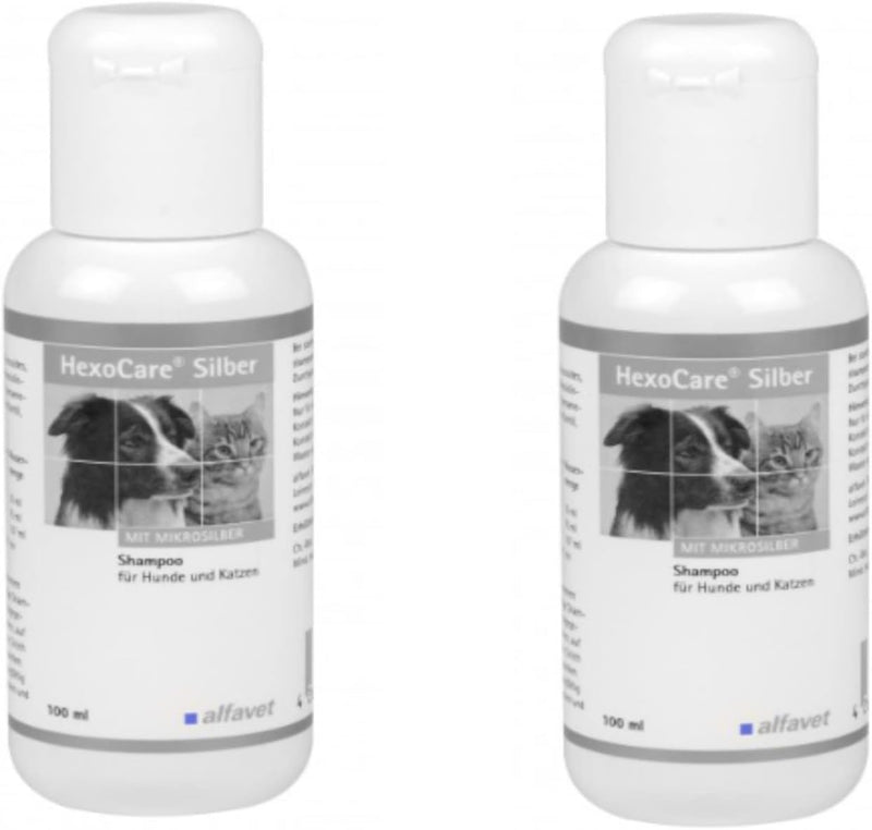Alfavet HexoCare Silber Shampoo für Hunde und Katzen - Doppelpack - 2 x 100 ml