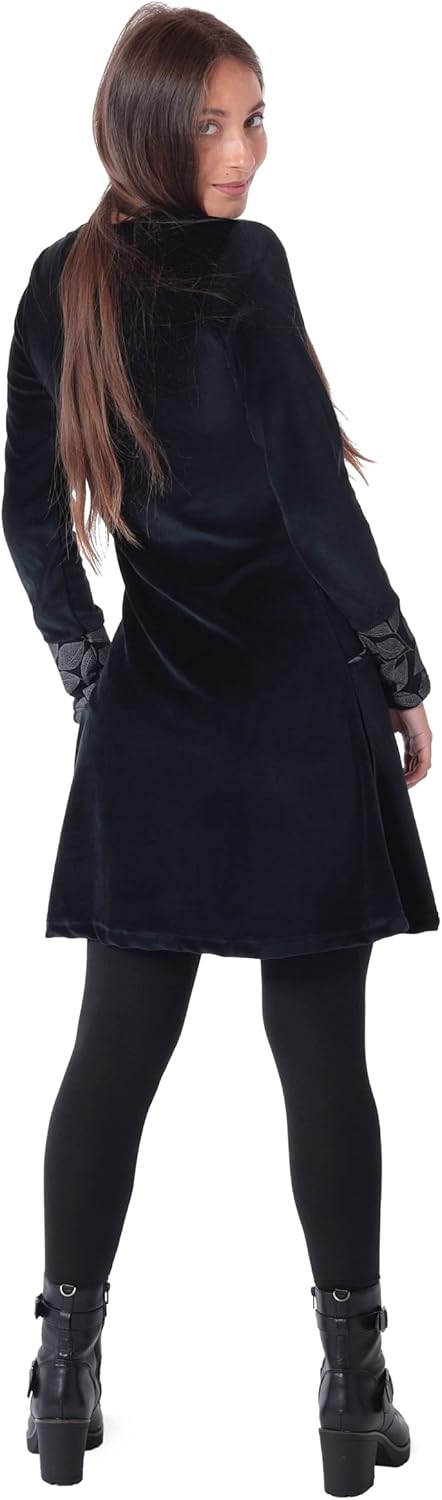 Kleid Alternatives Samtkleid dr36, Schwarz