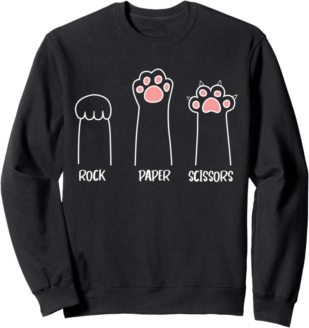 Rock Paper Scissors Hand Game Cute Paw Funny Cat Sweatshirt