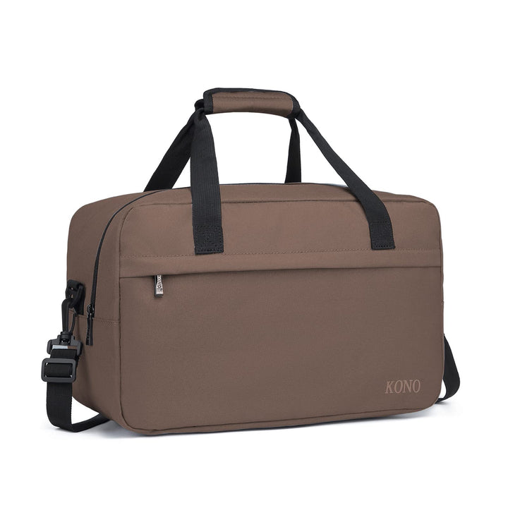 KONO Reisetasche Weekender Tasche 55x35x25 Handgepäck Unisex Gym Henkeltasche 48L (Braun) L(55x35x25