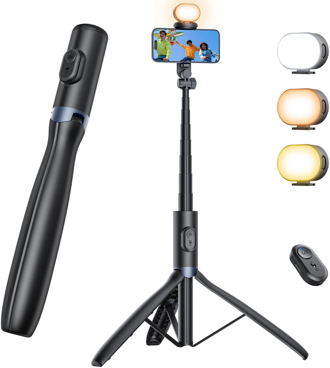 ANXRE Handy Stativ mit Licht, NT99 172cm Selfie-Stick für Smartphone & Kamera, Lichtstativ für Video