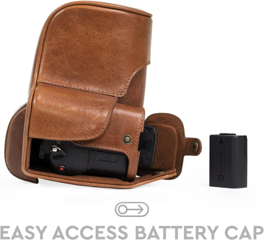 MegaGear Sony Alpha A7S II, A7R II, A7 II (28-70mm) Ever Ready Echtleder Kamera-Case mit Trageriemen