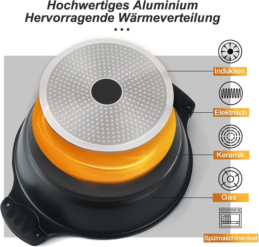 Scheffler Tajine Topf - Marokkanische Tagine 28cm Antihaftbeschichtung aus Aluminium mit kegelförmig