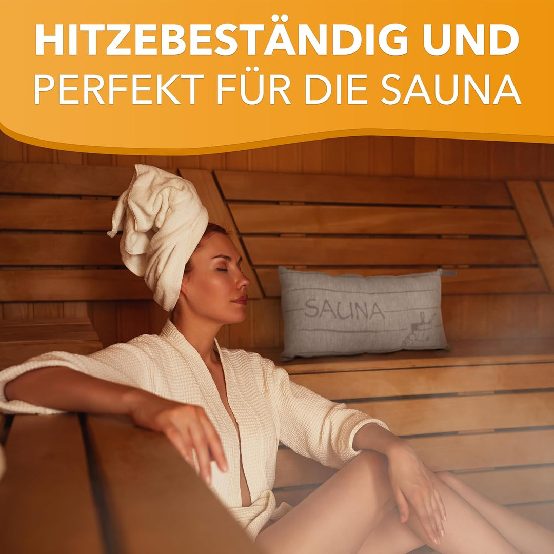 sositex | 1 Premium Saunakissen Lieblingskissen Reisekissen | Design: SAUNIA | Masse: 45 x 22 cm, Le