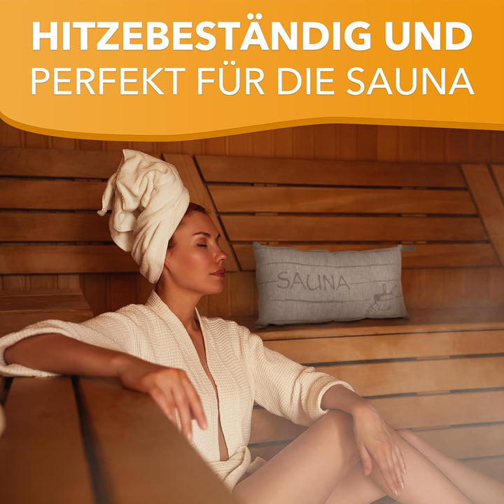 sositex | 1 Premium Saunakissen Lieblingskissen Reisekissen | Design: SAUNIA | Masse: 45 x 22 cm, Le