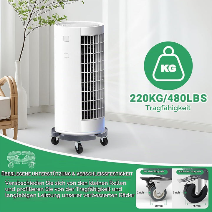 Rollbrett mit Bremse, 220kg Schwerlast-Transportroller, Verstellbar 38-48CM, Rundes Design, Grau Pod