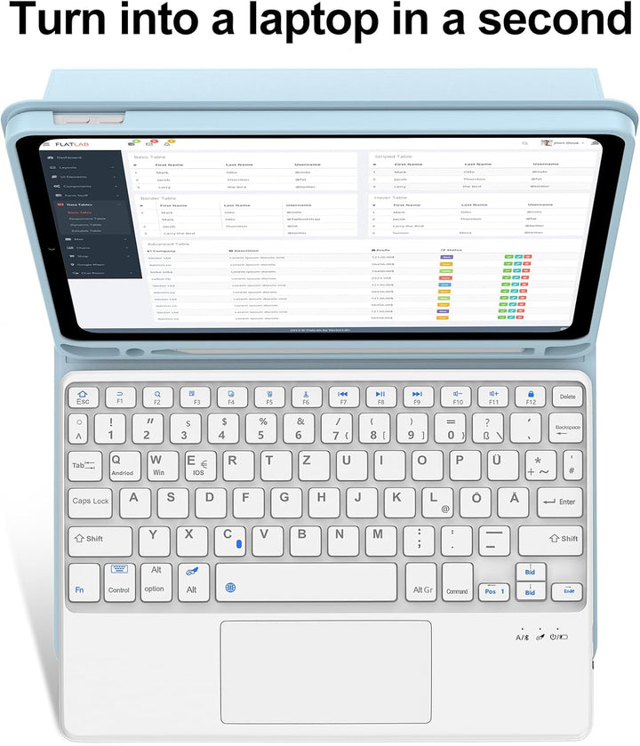 IVEOPPE Hülle Tastatur für iPad A16 11/10 Generation (2025/2022, 11/10.9 Zoll) Con Touchpad, QWERTZ