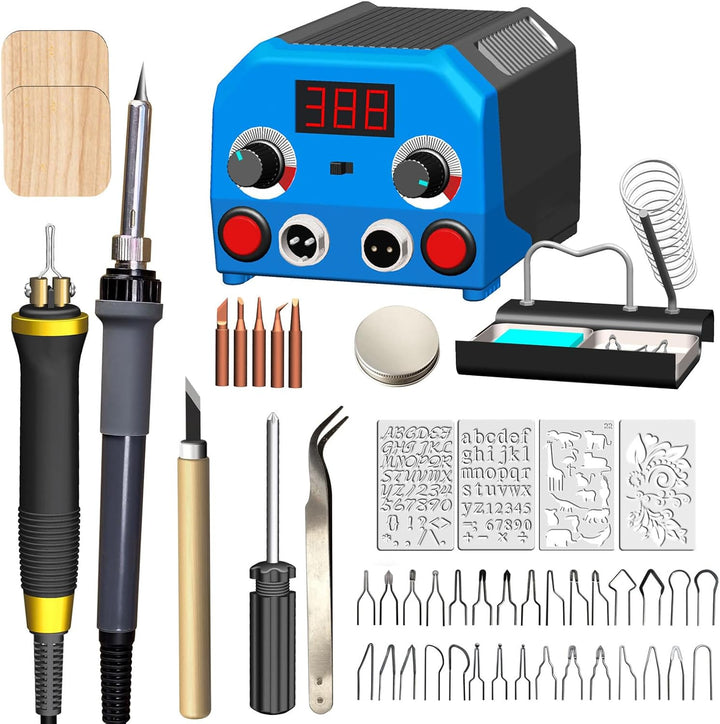 Doppelstift Brandmalerei Brennpeter für holz mit Digitalanzeig mit 2 Stiften und 30 Tlg Drahtspitzen