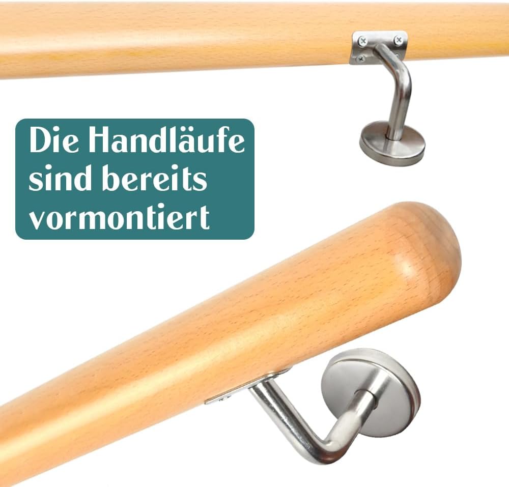 Buche Holz Handlauf Treppengeländer Geländer für Treppe Treppe Wandhandlauf Wand Treppe seitliche Mo