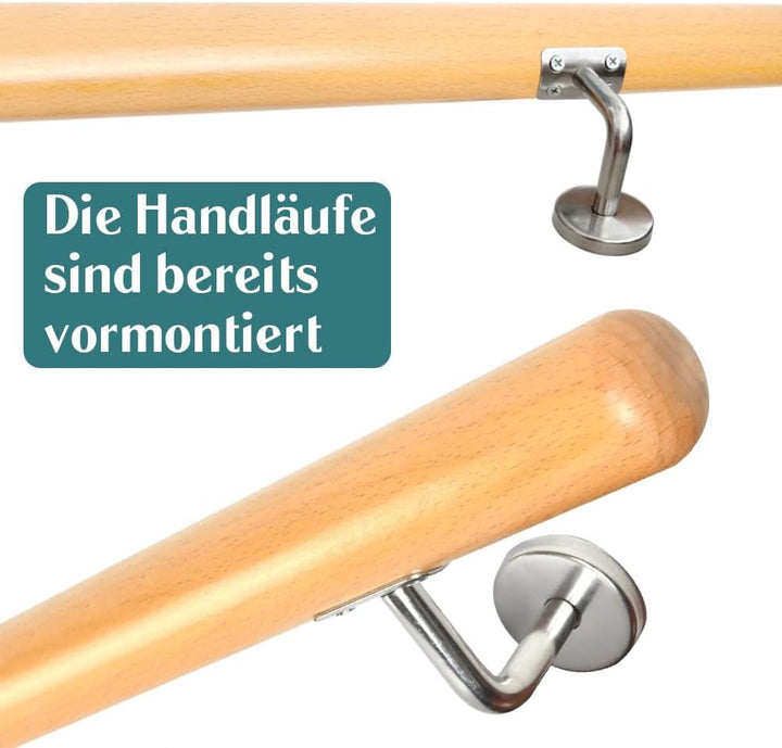 Buche Holz Handlauf Treppengeländer Geländer für Treppe Treppe Wandhandlauf Wand Treppe seitliche Mo
