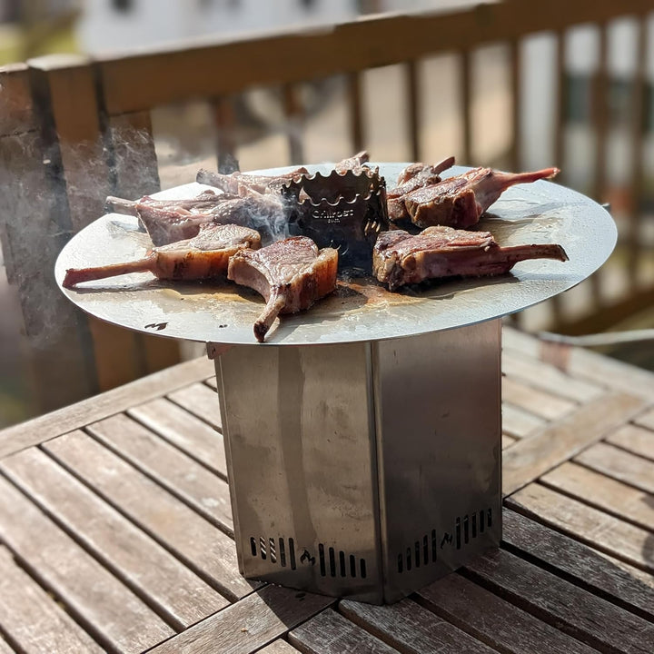 Grillrost.com Das Original Mini Wokaufsatz aus Edelstahl - für Mini Feuerplatte steckbar Mini-Wokauf