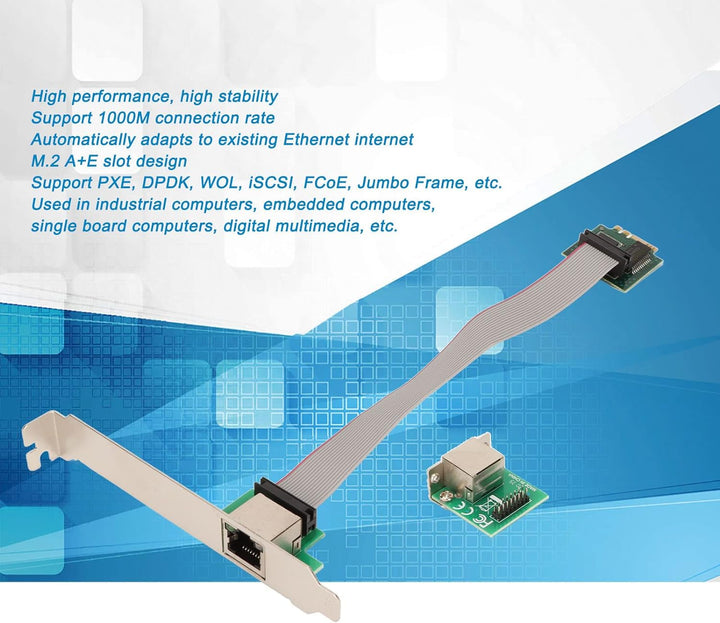 Annadue Gigabit Ethernet Server Netzwerkadapter, M.2 A+E I210AT Gigabit Server Netzwerkkarte, 10/100